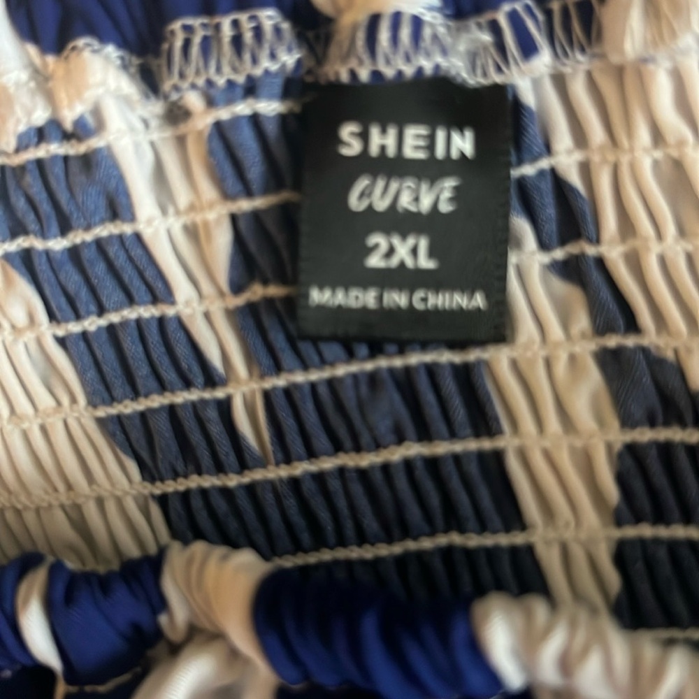 New-SHEIN Off-Shoulder Blue and White Maxi Dress in size 2X - Picture 3 of 3